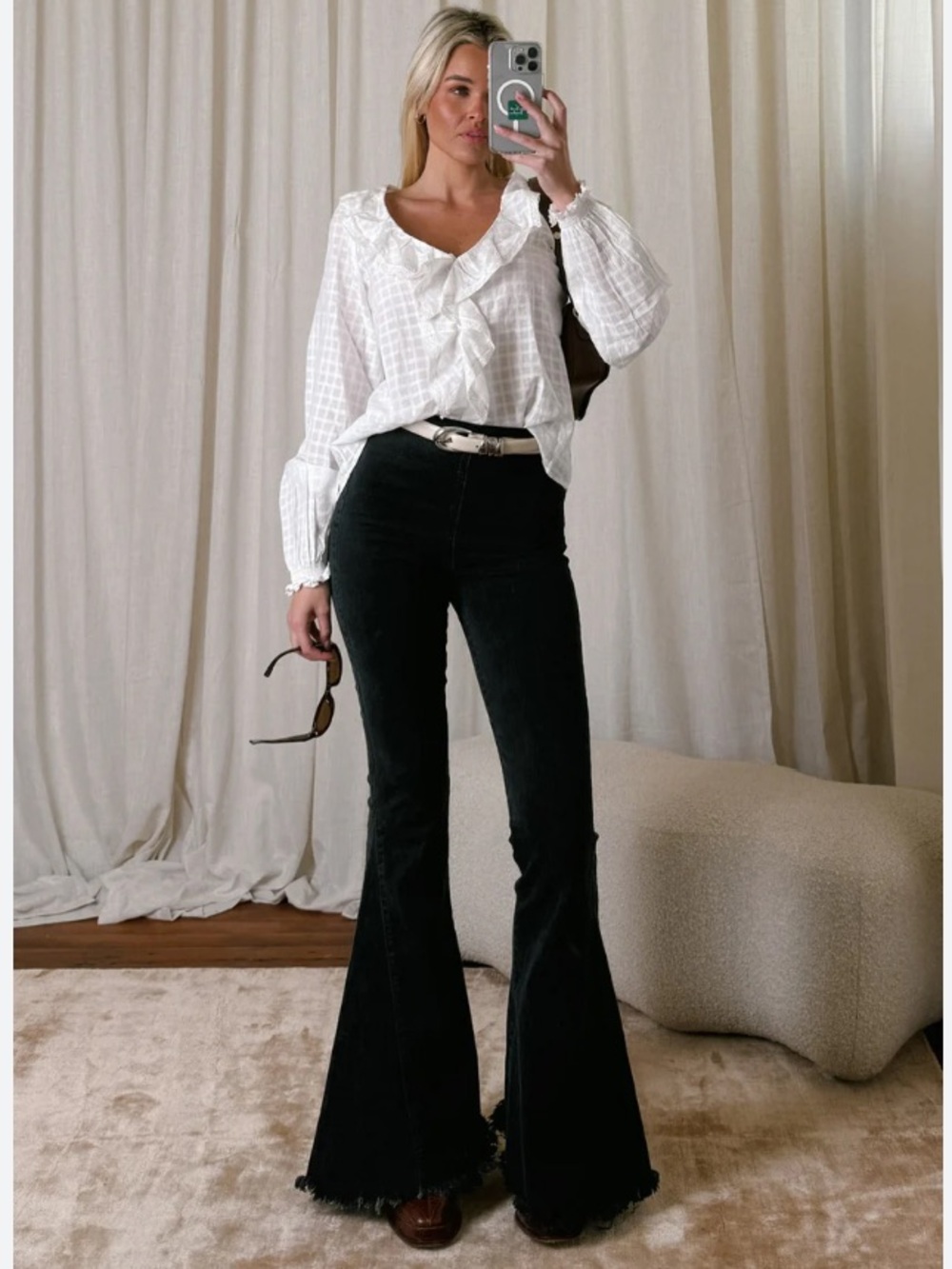 Show Me Your MuMu Berkeley Bells Long Black Jeans with Raw Hem S